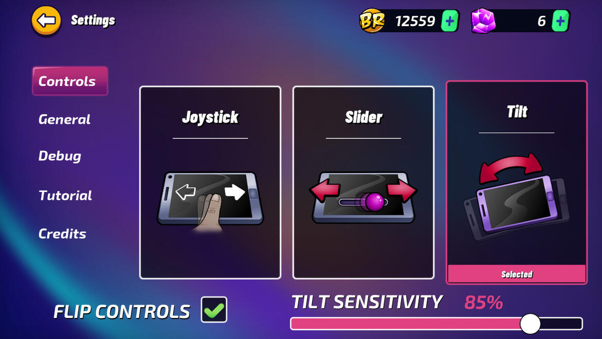Control Options + Sensitivity