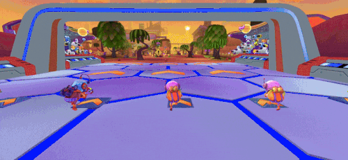 An image showcasing an anthropomorphic rabbit in a two-limbed driving vehicle. This picture links to a section talking about the game Battle Rally.